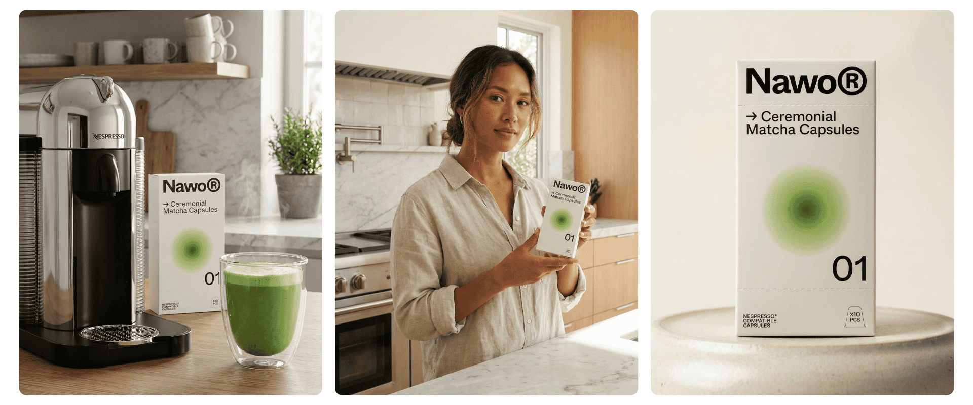 nawo  capsulas banner matcha